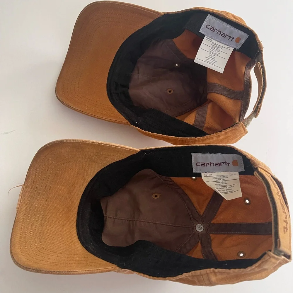 2 Distressed Thrashed Carhartt Baseball Caps Gold Tan